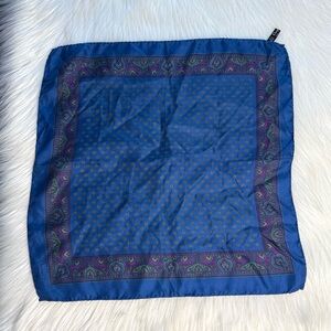 Christian Dior Vintage Blue Patterned Silk Pocket Scarf